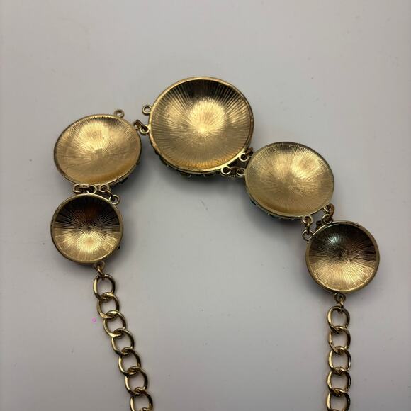 Multicolor Floral Statement Necklace Adjustable Gold Tone Lobster Claw Clasp - Picture 4 of 4